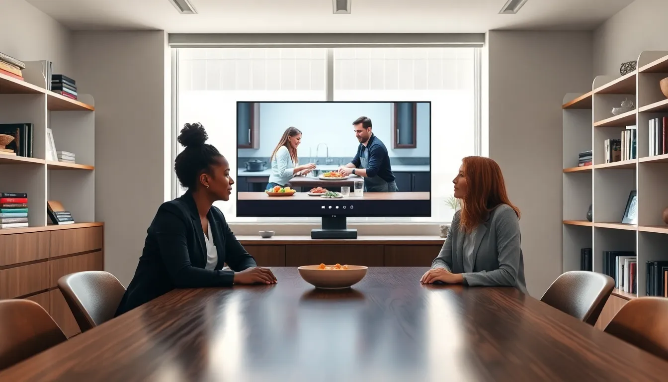 professionals engaged in a MasterClass video lesson in a modern office.