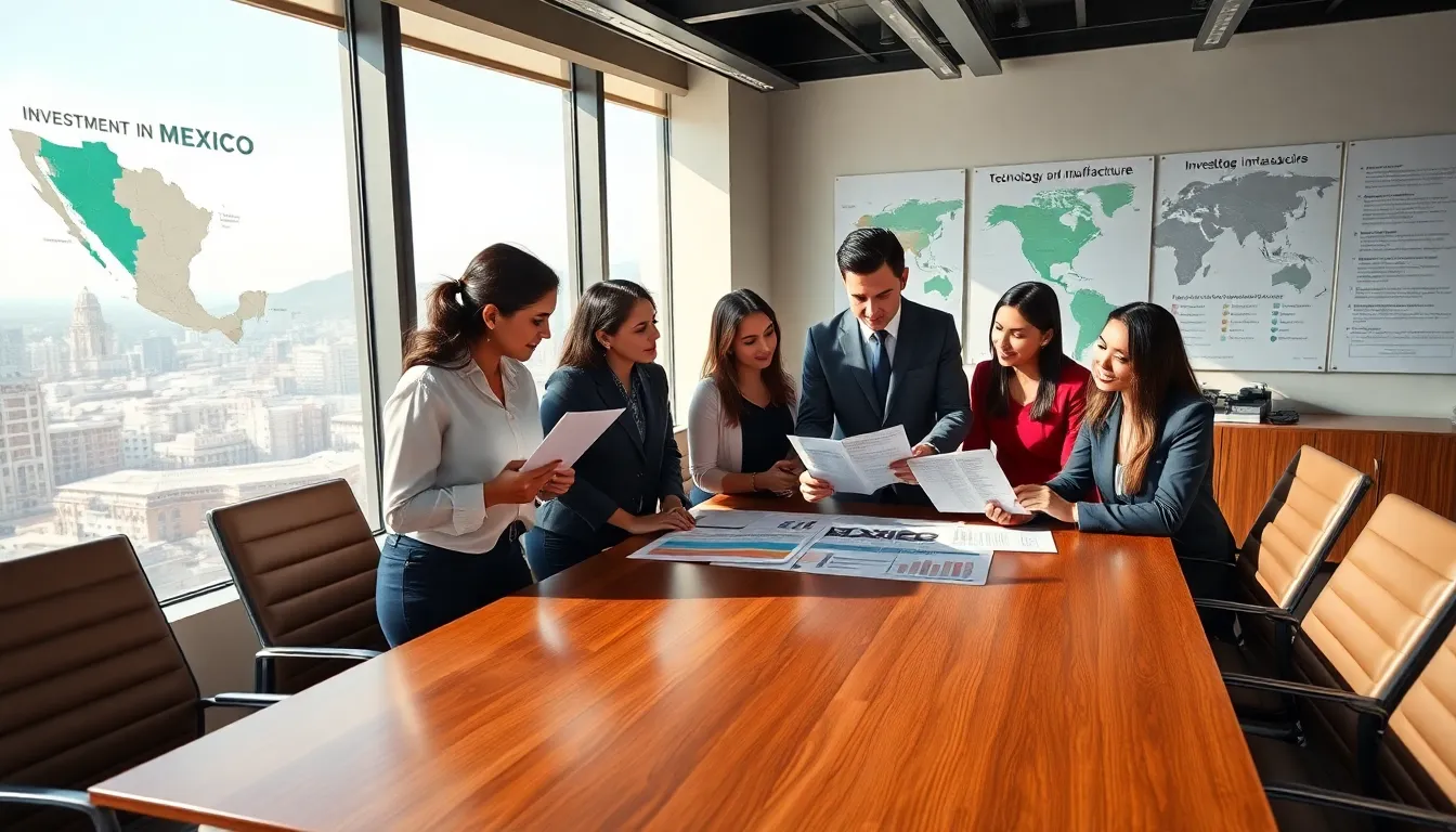 diverse team discussing investment opportunities in a modern office.